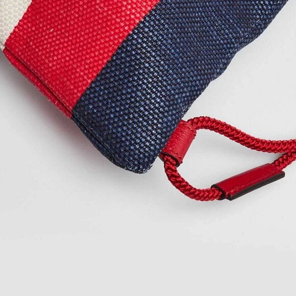 Gucci Red/White/Blue Striped Canvas Drawstring Backpack Bag - Picture 6 of 10